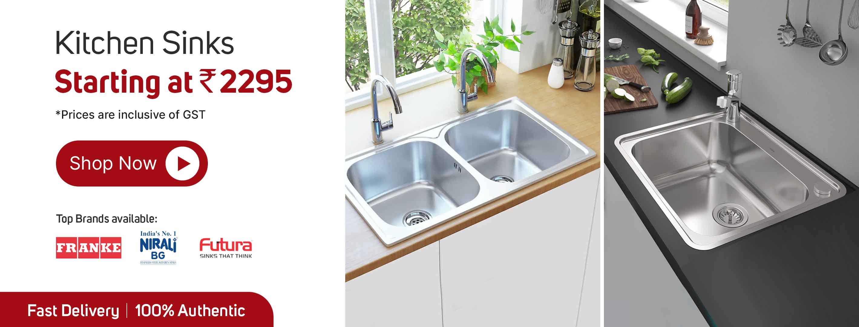 Starting at Rs.2295|Kitchen Sinks